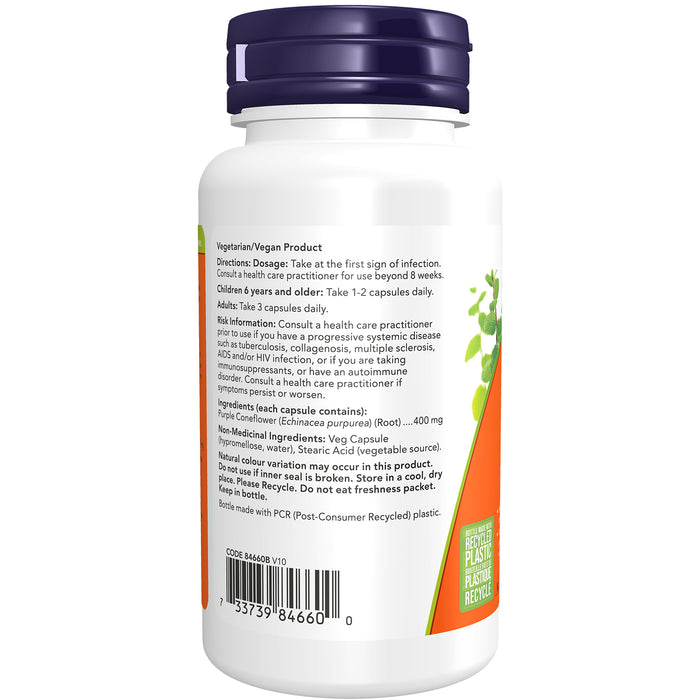 NOW Echinacea Root 400mg 100 Veggie Caps