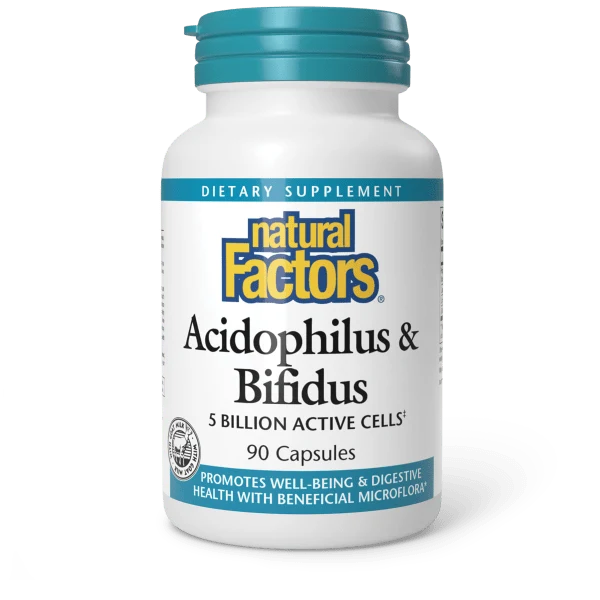 Natural Factors Acidophilus & Bifidus 5 Billion Active Cells 90 Capsules