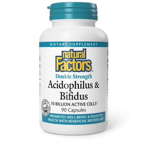 Natural Factors Acidophilus & Bifidus Double Strength 10 Billion Active Cells