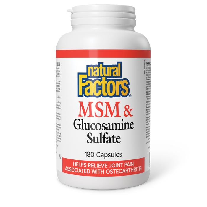 Natural Factors MSM & Glucosamine Sulfate 500 mg / 375 mg 180 Capsules