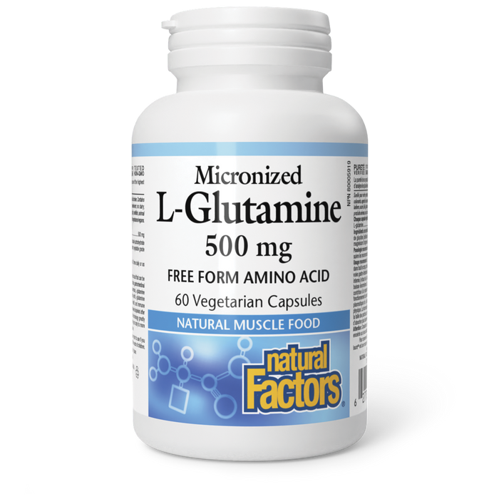 Natural Factors Micronized L-Glutamine Free Form Amino Acid 500 mg 60 Vegetarian Capsules