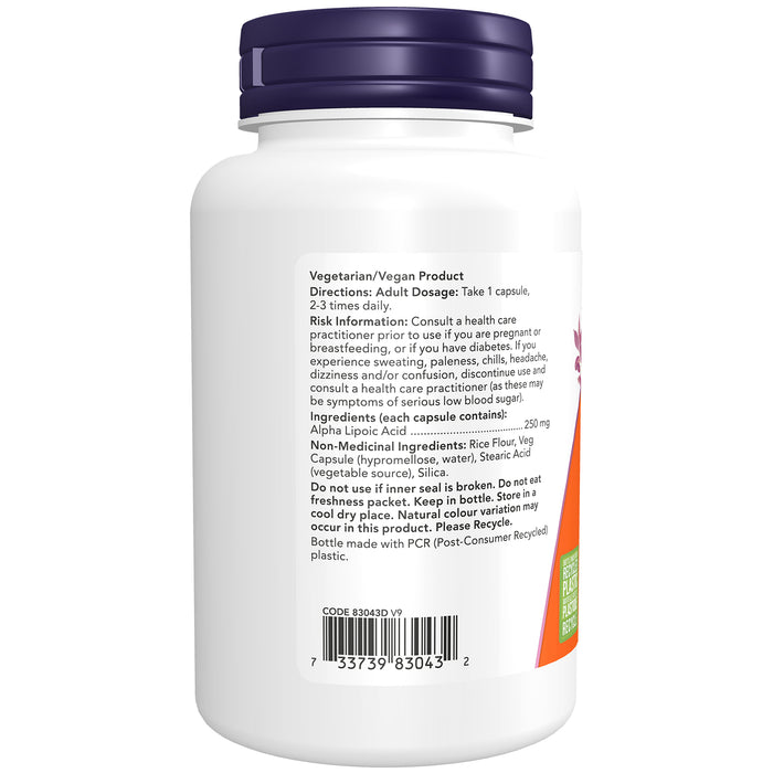 NOW Alpha Lipoic Acid 250mg 120 Veggie Caps