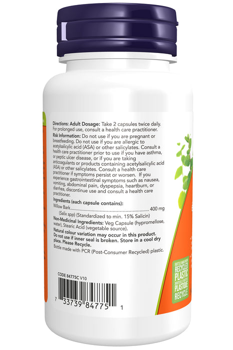 Now White Willow Bark Extract 400mg 100 Veggie Caps