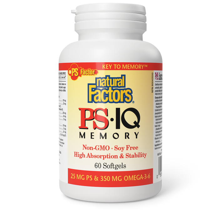 Natural Factors PSâ€¢IQ Memory PS 25 mg â€¢ Omega-3-6 350 mg  60 Softgels