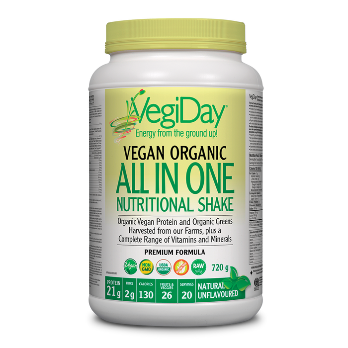 VegiDay VegiDay Vegan Organic All in One Nutritional Shake 720 g Powder Natural Unflavored