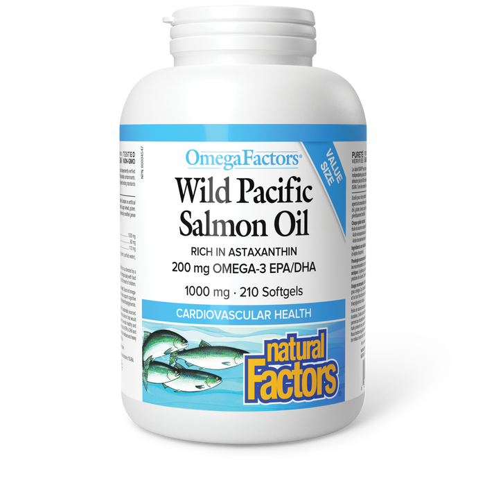 Natural Factors Wild Pacific Salmon Oil RICH IN ASTAXANTHIN 1000 mg 210 Softgels