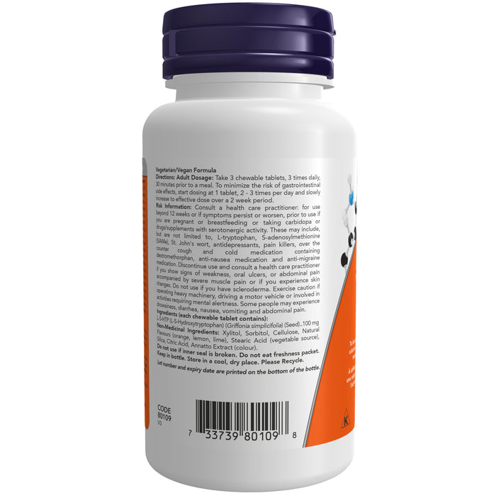 NOW 5-HTP 100mg 90 Chewable Tablets