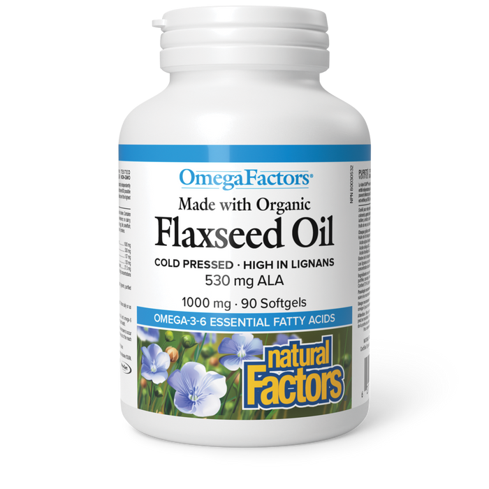 Natural Factors Organic Flaxseed Oil 1000 mg 90 Softgels