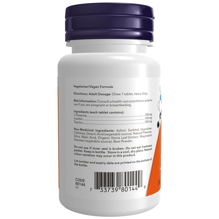 NOW L-Theanine 100 mg 90 Chewable Tablets