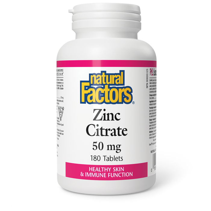 Natural Factors Zinc Citrate 50 mg 180 Tablets