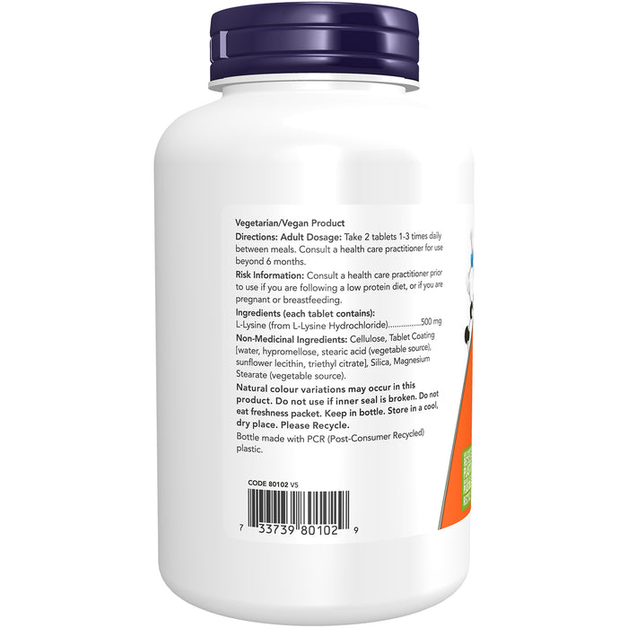 NOW L-Lysine 500mg 250 Tablets