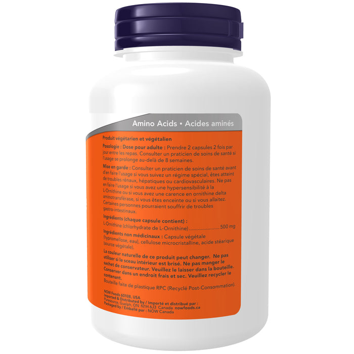 NOW L-Ornithine 500 mg 120 Veggie Caps