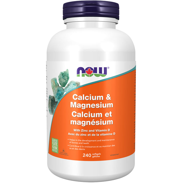 NOW Calcium & Magnesium With Zinc and Vitamin D 240 Softgels