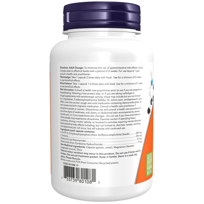 NOW 5-HTP 200mg With L-Tyrosine 60 Capsules