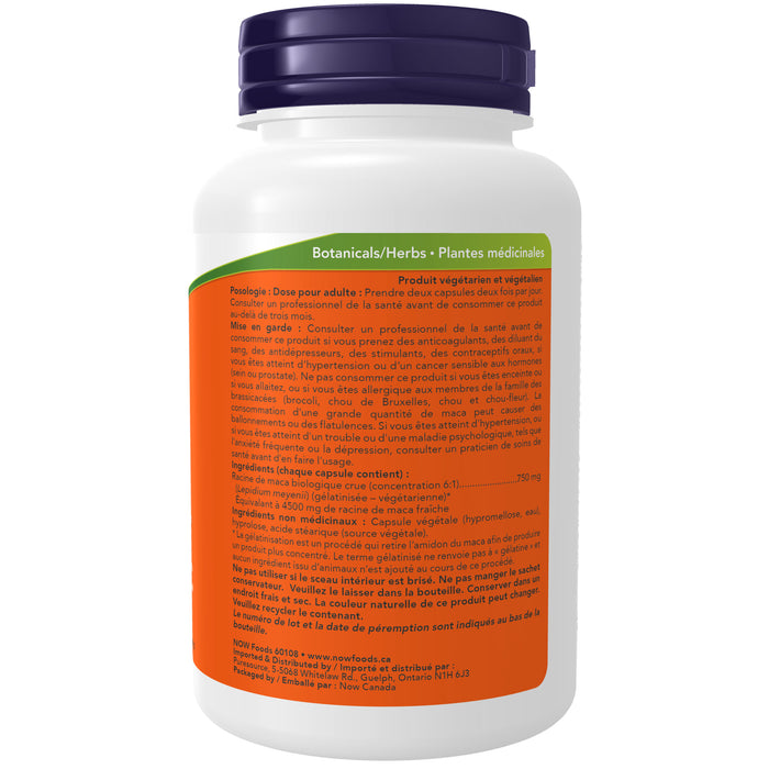 NOW Organic Maca 6:1 750mg 90 Capsules