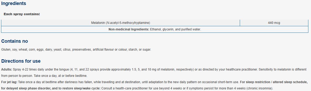 NFH Liquid Melatonin SAP (440 mcg n-acetyl-5-methoxytryptamine/spray) 50 ml