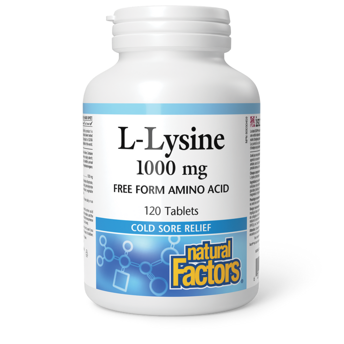 Natural Factors L-Lysine Free Form Amino Acid 1000 mg 120 Tablets