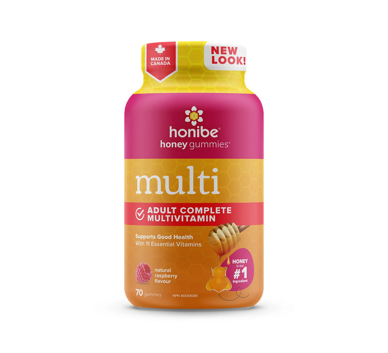 Honibe Honey Adult Complete Multivitamin Natural Raspberry Flavour 70 Gummies