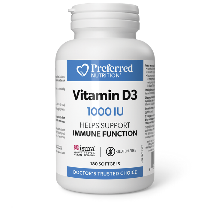 Preferred Nutrition Vitamin D3 1000 IU 180 Softgels