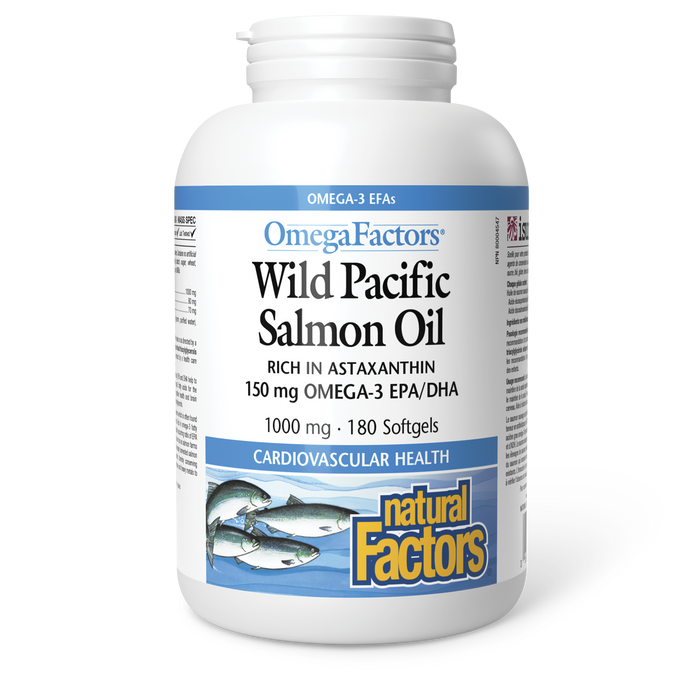 Natural Factors Wild Pacific Salmon Oil RICH IN ASTAXANTHIN 1000 mg 180 Softgels