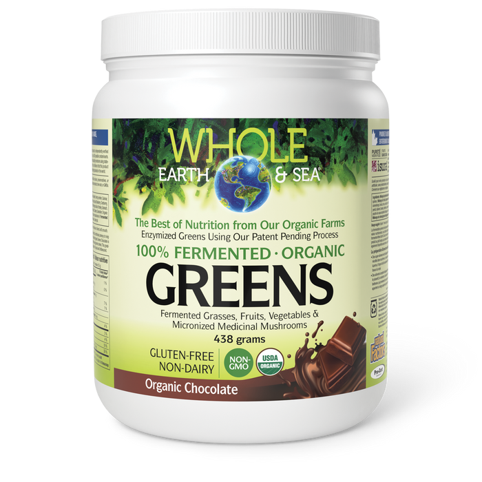 Whole Earth & Sea® Fermented Organic Greens  438 g Powder Organic Chocolate