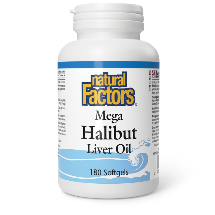 Natural Factors Mega Halibut Liver Oil  180 Softgels