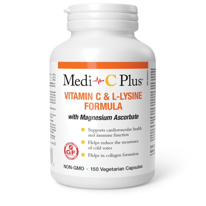 Medi-C Plus Vitamin C & L-Lysine Formula with Magnesium Ascorbate 150 Vegetarian Capsules