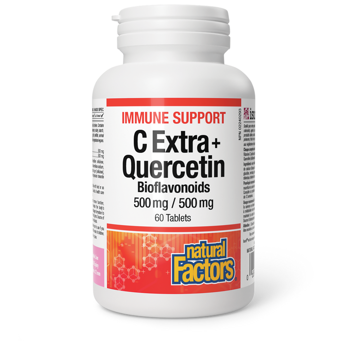 Natural Factors C Extra + Quercetin Bioflavonoids  500 mg / 500 mg  60 Tablets