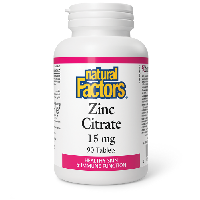 Natural Factors Zinc Citrate 15 mg 90 Tablets