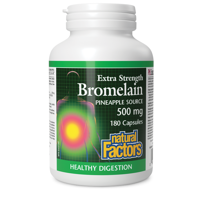 Natural Factors Bromelain Extra Strength Pineapple Source  500 mg 180 Capsules