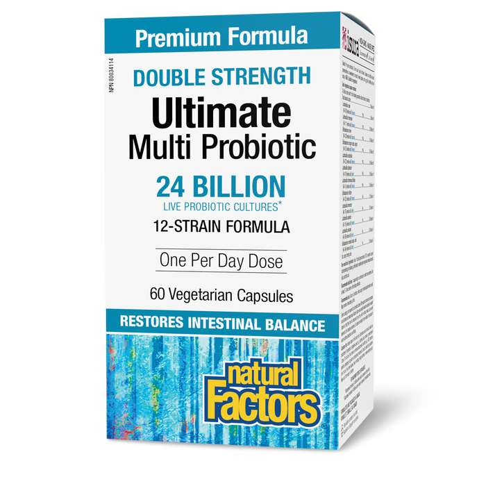 Natural Factors Ultimate Multi Probiotic Double Strength 24 Billion Live Probiotic Cultures 60 Vegetarian Capsules