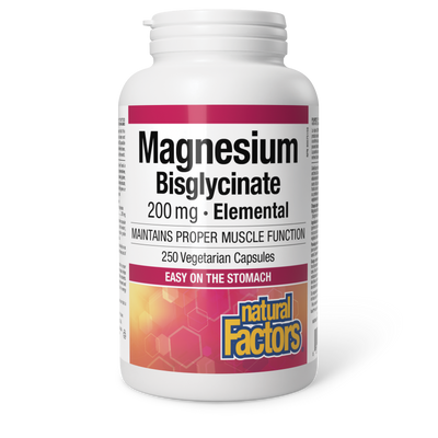 Natural Factors Magnesium Bisglycinate 200mg, 250 Capsules