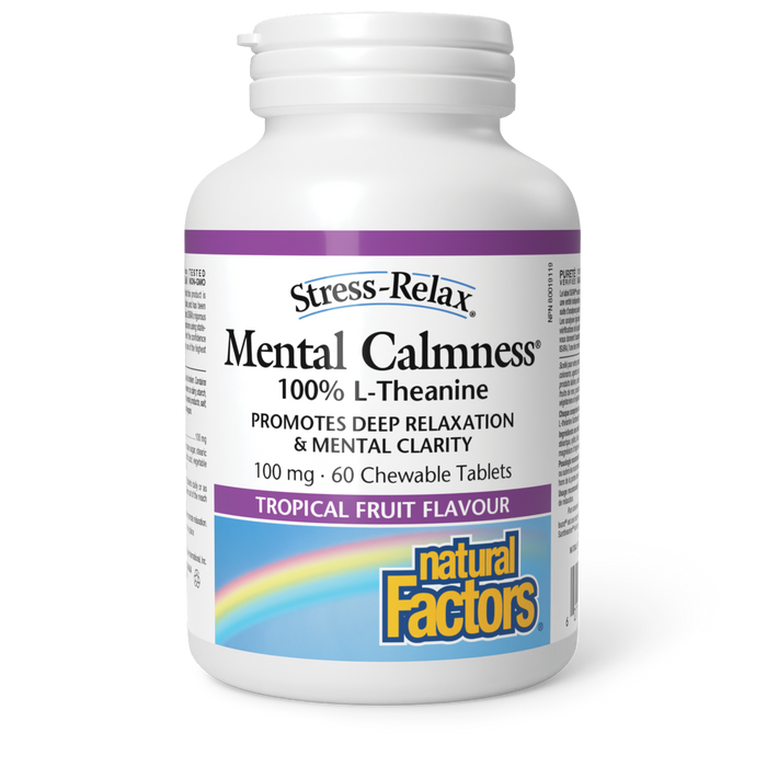 Natural Factors Mental Calmness 100 mg 60 Chewable Tablets Tropical fruit flavour