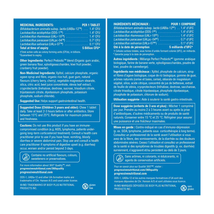 Progressive Perfect Probiotic Kids Formula 5 Billion Cherry Berry 60 Chewable Tablets