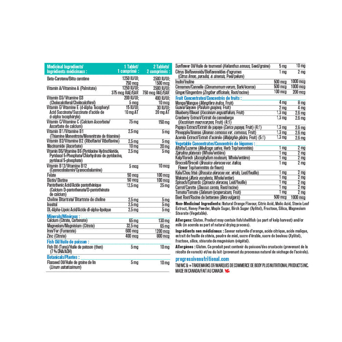 Progressive Multi For Kids Natural Orange 60 Chewable Tablets