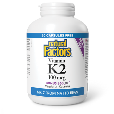 Natural Factors Vitamin K2 100 mcg 360 Vegetarian Capsules