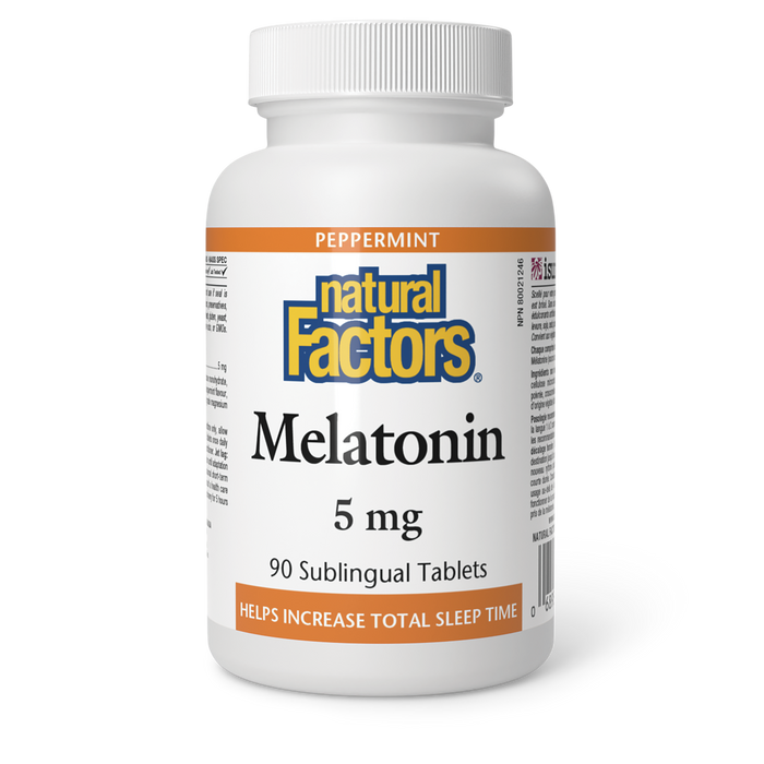 Natural Factors Melatonin 5 mg 90 Sublingual Tablets Peppermint