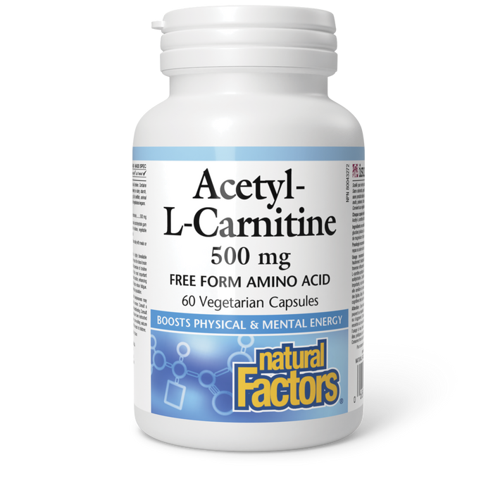 Natural Factors Acetyl-L-Carnitine 500 mg 60 Vegetarian Capsules