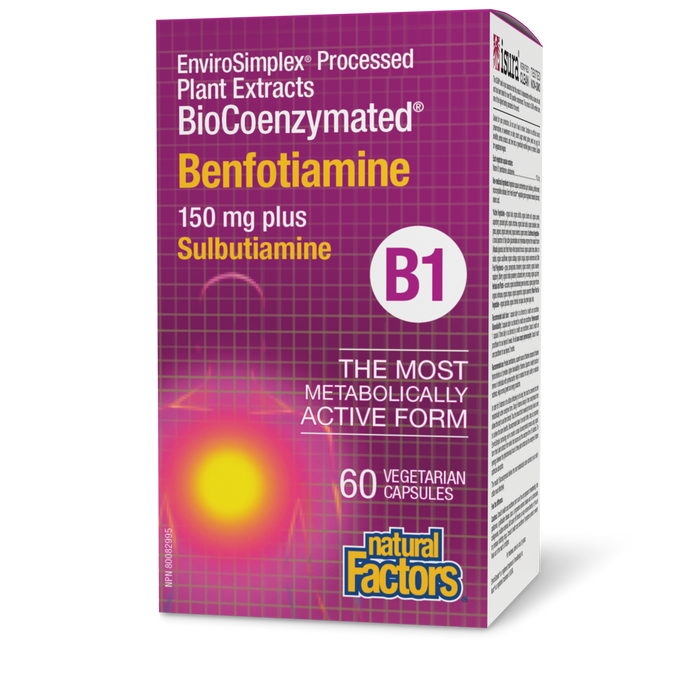 Natural Factors BioCoenzymated™ Benfotiamine B1 plus Sulbutiamine  150 mg 60 Vegetarian Capsules