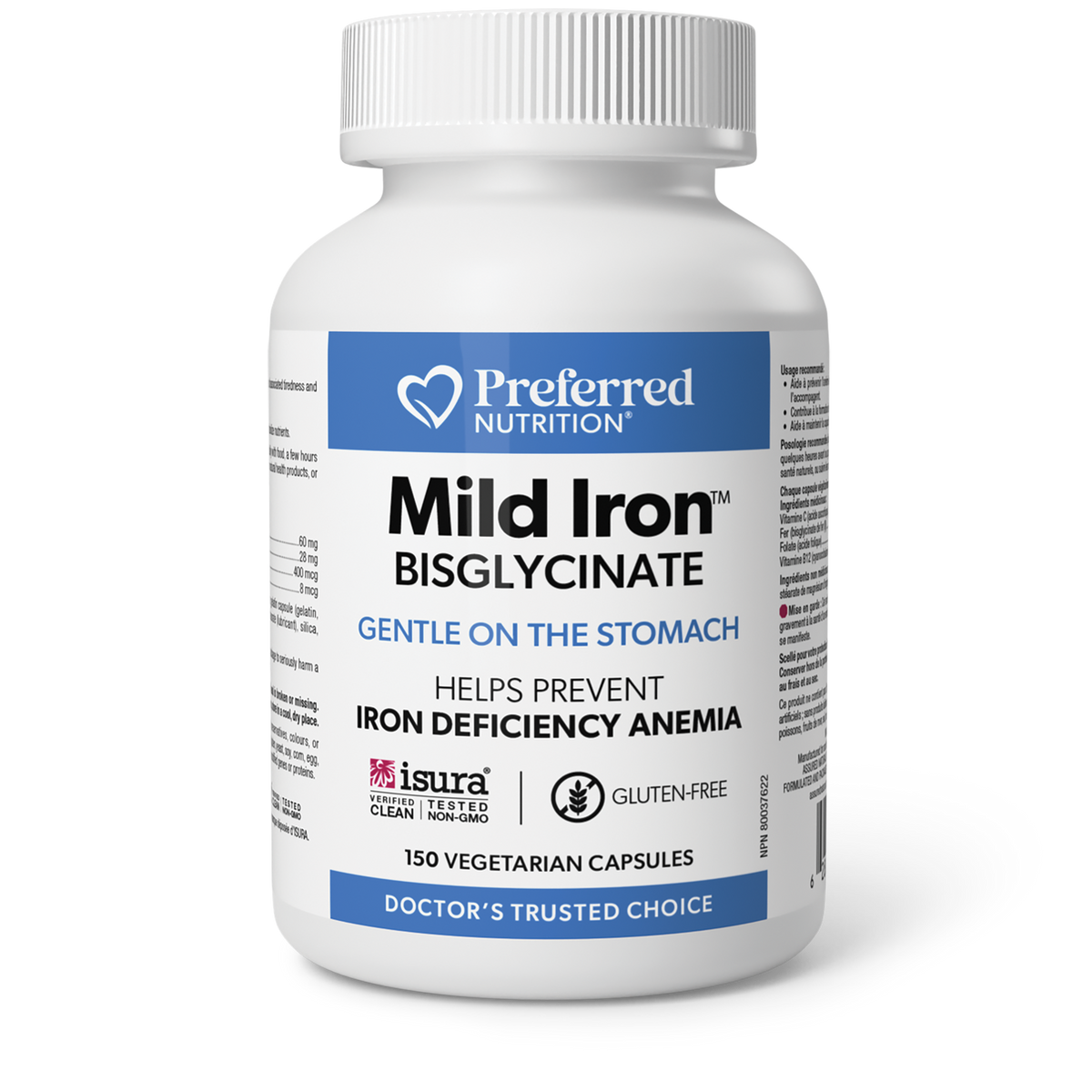 Predigested Iron Preferred Nutrition Mild Iron Bisglycinate 150 Capsules | Let’s Be ...