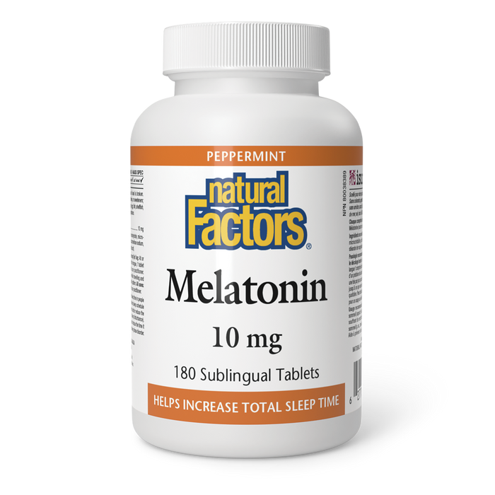 Natural Factors Melatonin 10 mg 180 Sublingual Tablets Peppermint