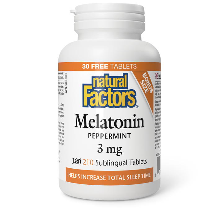 Natural Factors Melatonin  3 mg 210 Sublingual Tablets Peppermint