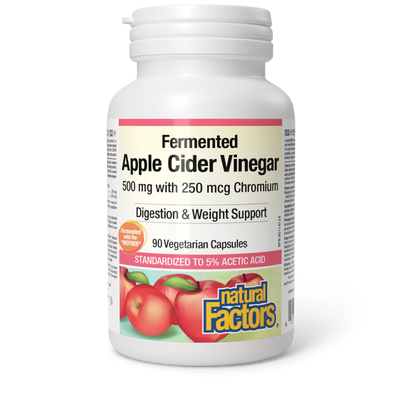 Natural Factors Fermented Apple Cider Vinegar with Chromium 500 mg/250 mcg 90 Vegetarian Capsules