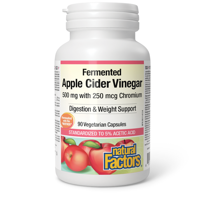 Natural Factors Fermented Apple Cider Vinegar with Chromium  500 mg/250 mcg 90 Vegetarian Capsules