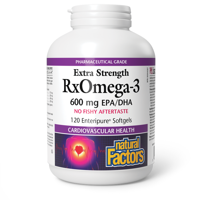 Natural Factors RxOmega-3 Extra Strength 600 mg 120 Enteripure® Softgels