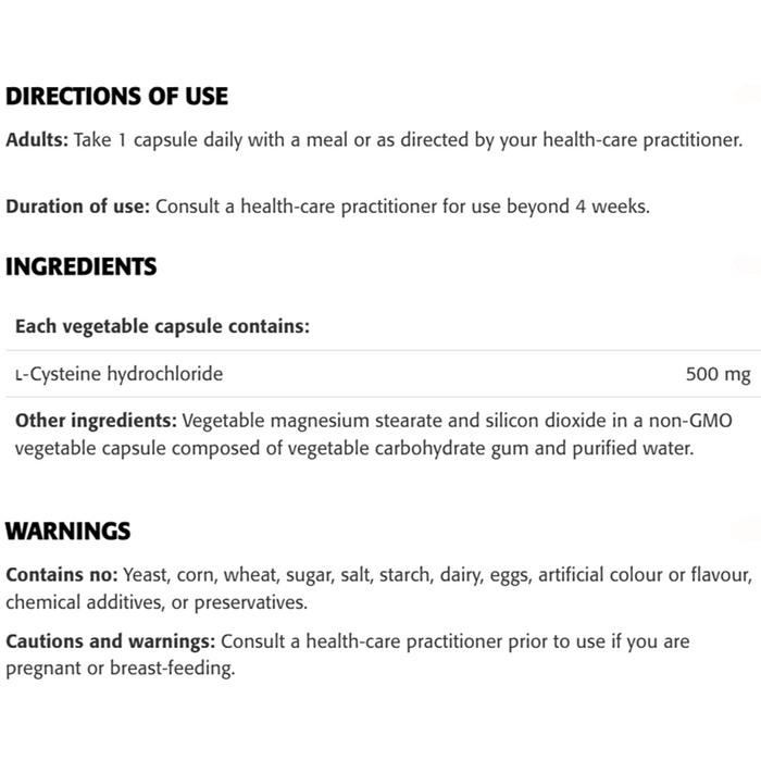 New Roots L-Cysteine 500mg 50 Veggie Caps