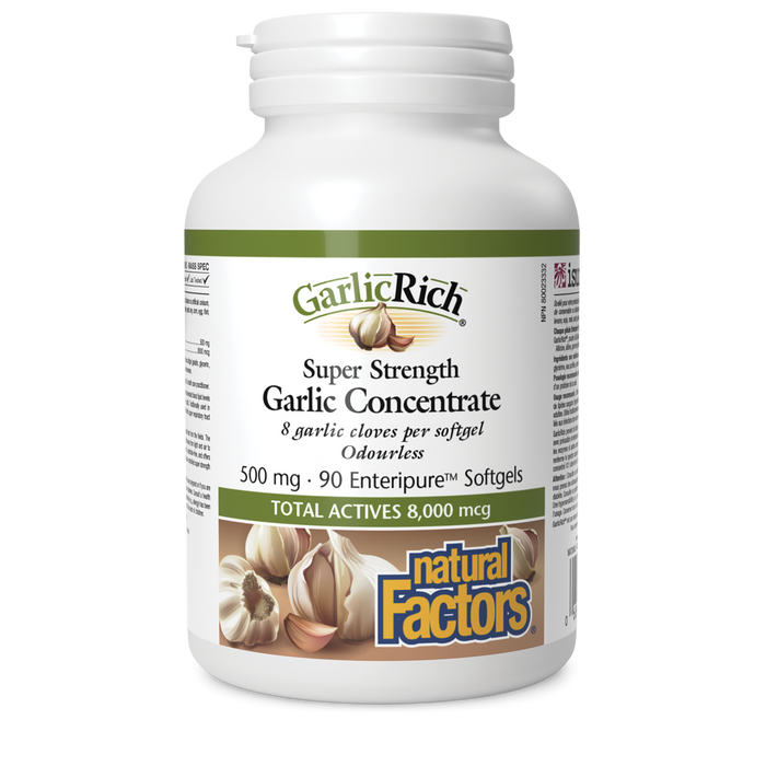 Natural Factors GarlicRich® Super Strength Garlic Concentrate 500 mg 90 Enteripure® Softgels