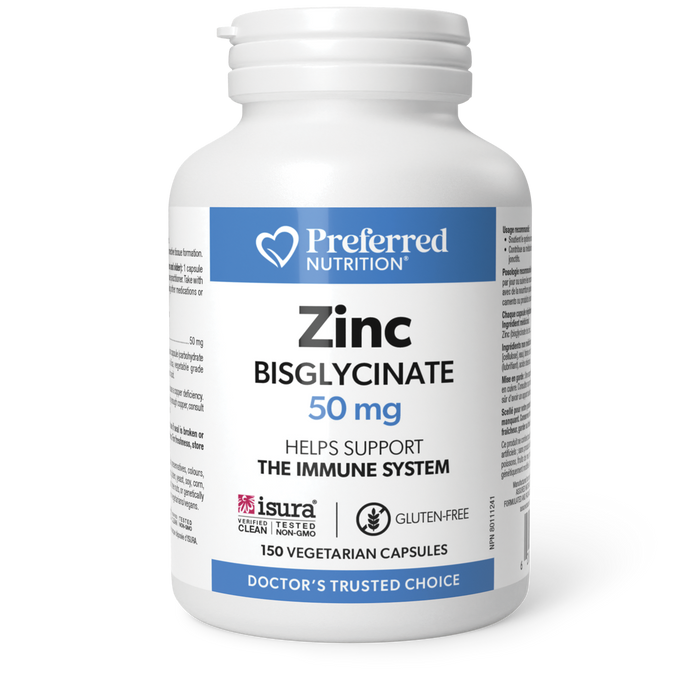 Preferred Nutrition Zinc Bisglycinate 50 mg 150 Vegetarian Capsules