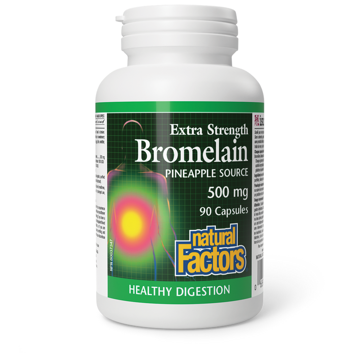 Natural Factors Bromelain Extra Strength Pineapple Source  500 mg 90 Capsules