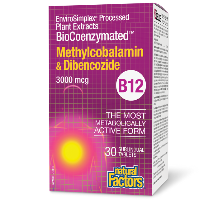 Natural Factors BioCoenzymated Methylcobalamin & Dibencozide â€¢ B12 3000 mcg 30 Sublingual Tablets